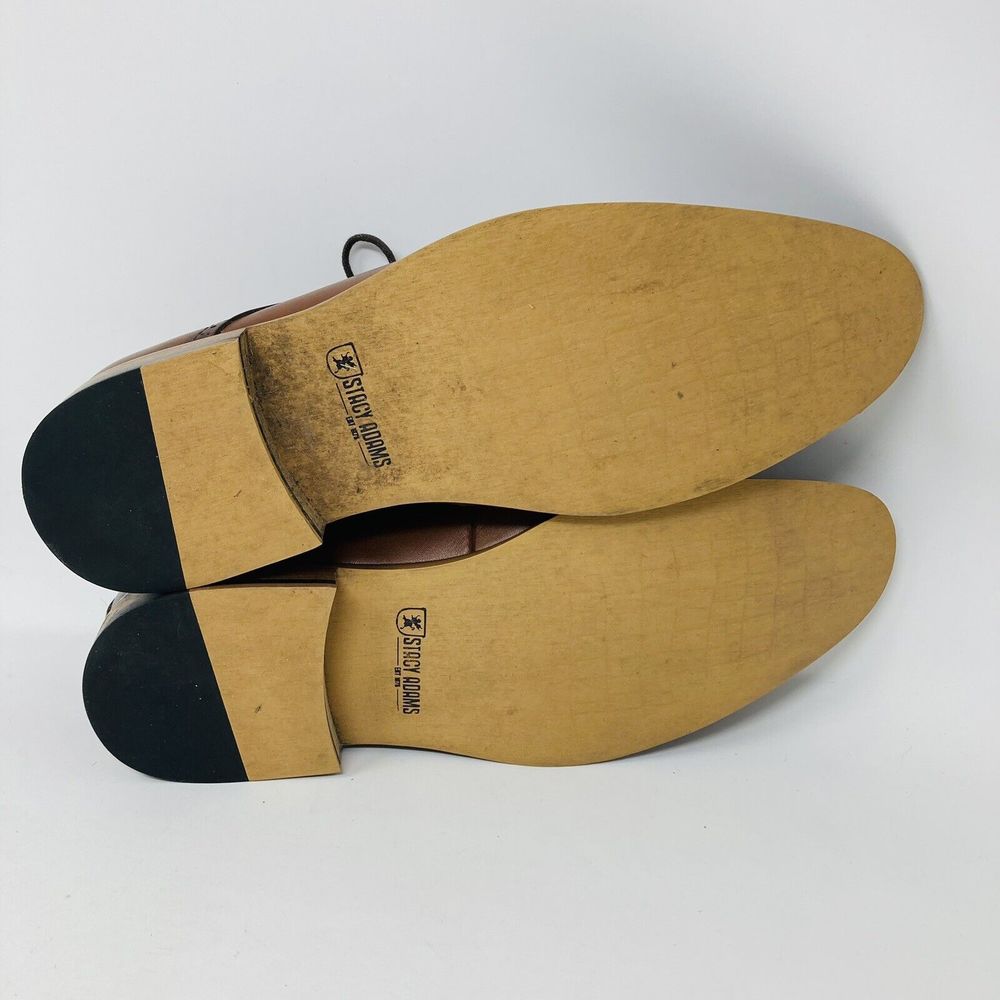 Stacy Adams Dickinson Mens Shoes Cap Toe Oxford Cognac Leather 25066-221 Size 10 - Picture 5 of 9